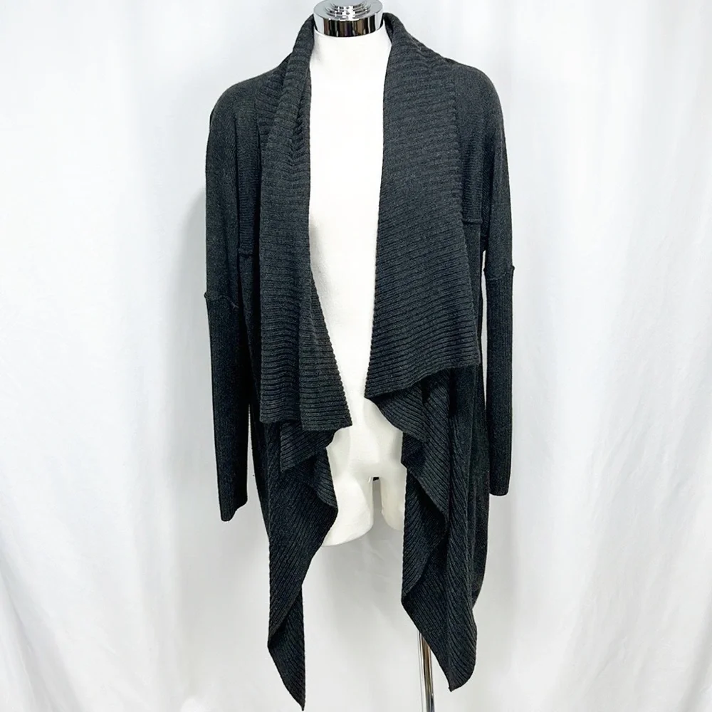 ANN Taylor Waterfall High Low Cardigan in Charcoal Gray XS